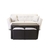 Sillón Evo blanco de 2 plazas con estructura de madera reforzada con mesa y almohadones