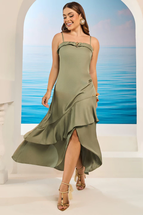 Vestido midi com camadas - comprar online