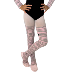 perneira ballerina juvenil - Rosa com Prata