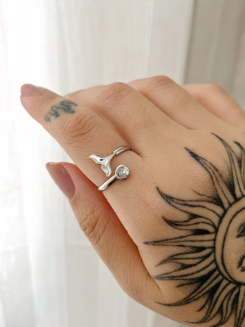 Anel cauda e zircônia em aço inoxidável - comprar online