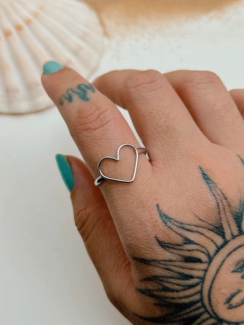 Anel coração em aço inoxidável - comprar online