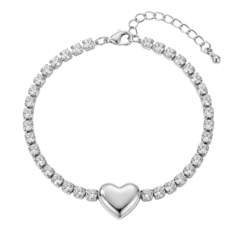 Pulseira riviera coração em aço inoxidável