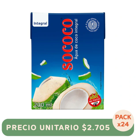 PACK x24 Agua de Coco x200cc Sococo