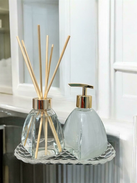 KIT LAVABO LUXO ORGÂNICO CRISTAL - DOURADO COM ESSÊNCIA