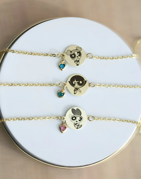 Combo meninas Superpoderosas - Pulseiras lindinha, docinho e florzinha. - comprar online