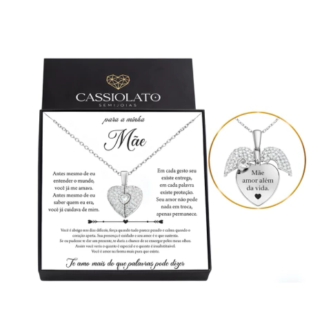 Colar Coração Para Mãe Personalizado Aço Inox Cravejado Zircônia Com Caixa Presente Dia das Mães - comprar online
