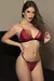 Conjunto Renda sem Bojo com Correntes Vermelho Garota Veneno