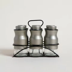 SET X 6 ESPECIEROS PELTRE EN RACK 120 ML - 17,3X12X16 CM - comprar online