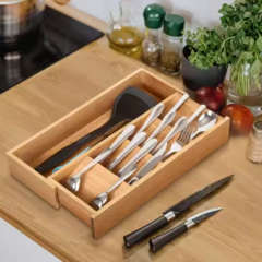Combo de Organizadores de Bambú: Cubertero Extensible + Organizador de Alacena y Mesada - comprar online