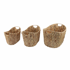 Set de 3 cestos ovales de jacinto