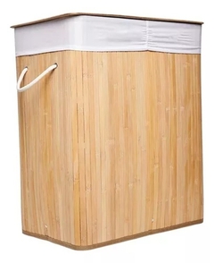 Cesto Doble Rectangular Plegable de Bambú