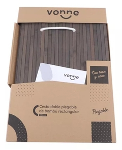 Imagen de Cesto Doble Rectangular Plegable de Bambú
