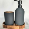 Set de baño Bristol (dispenser + porta cepillos + bandeja)