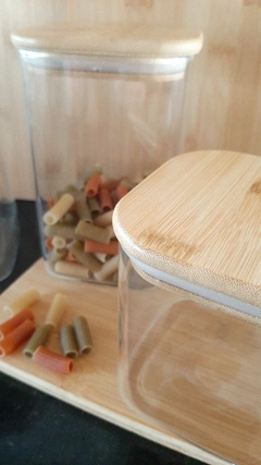Frascos cuadrados con tapa de bambú. 3 Unidades - comprar online