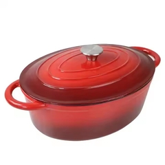 Olla oval de hierro esmaltado rojo 30 cm