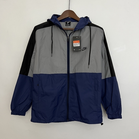 Jaqueta Corta Vento Nike Zíper Masculina - Cinza e Azul