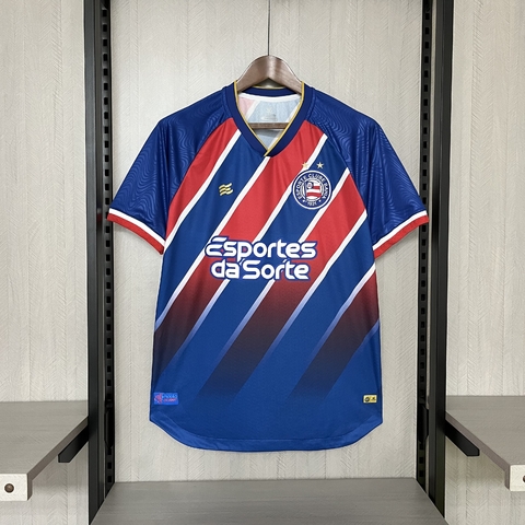 Camisa Do Bahia Com Patrocínio Masculina Esquadrão 2024 - Tricolor