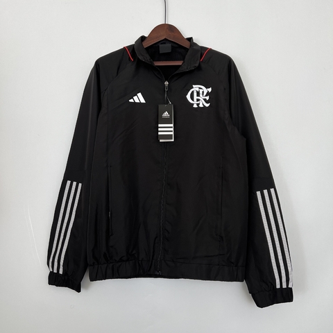Jaqueta Flamengo Corta Vento Adidas 3 Listras Masculina - Preto