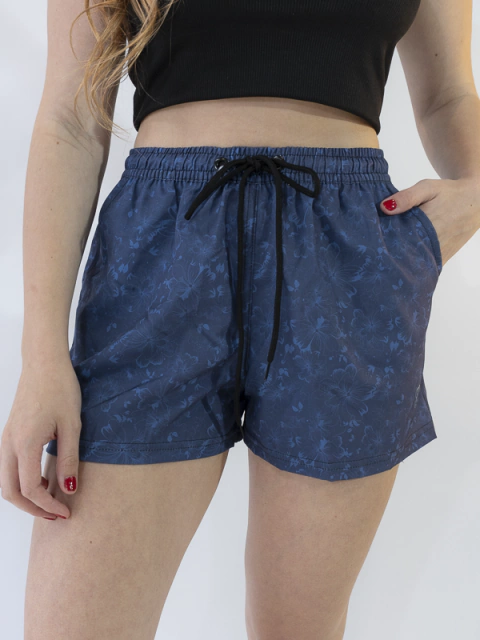 Shorts Elastic Street Blue Flower - comprar online