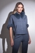 CASAQUETO TRICOT COM GOLA E PUNHO REMOVÍVEL - BLUE JEANS na internet