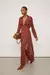 VESTIDO DE GEORGETTE LEVE LONGO MANGA LONGA ESTAMPADO COM FENDA - ANIMALE - Talencce