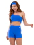 Conjunto Fitness Top Ombro Só + Short Aesthetic Azul Royal - loja online