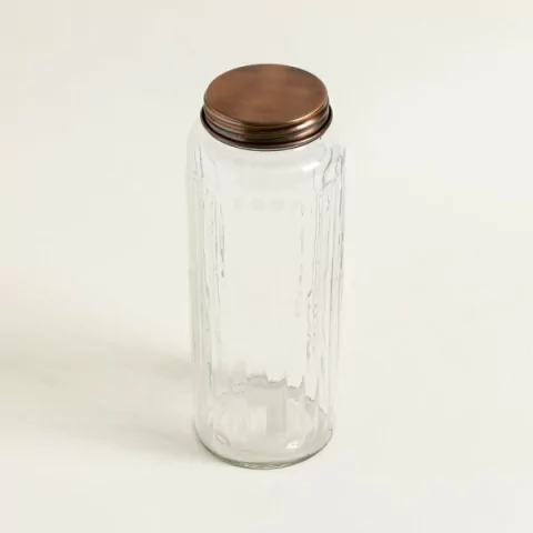 Frasco redondo de vidrio - LINEA GUNA COBRE Grande