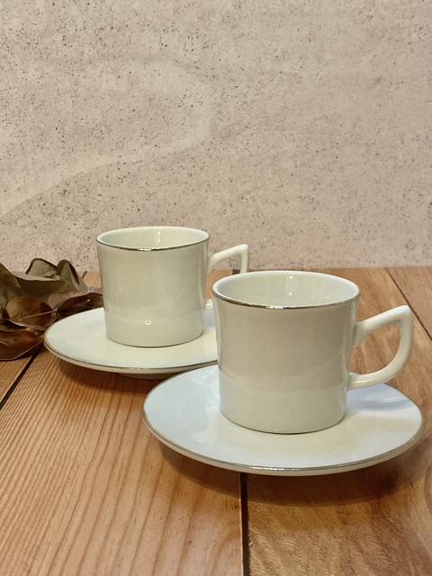 Set Taza Y Plato Sofia - Borde Dorado - comprar online