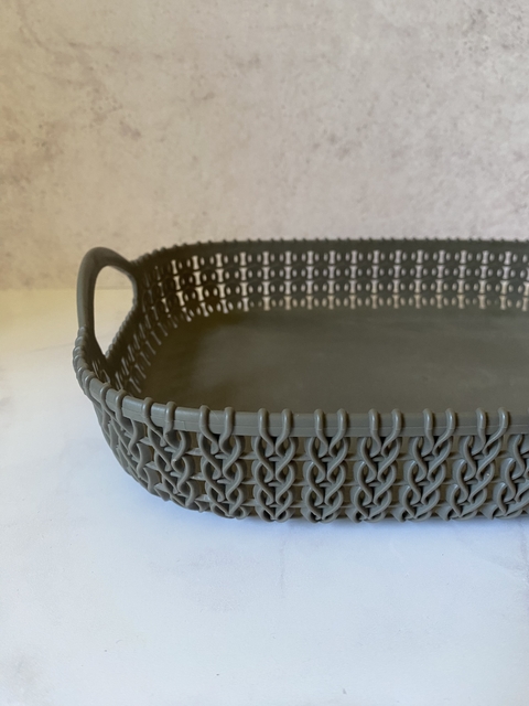 Bandeja rectangular PP tramada gris - comprar online