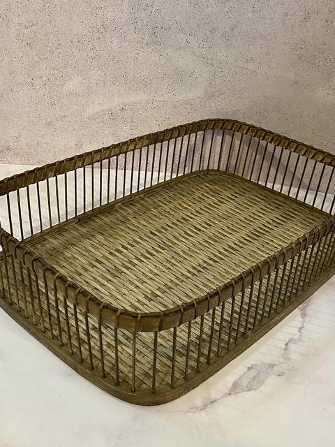 Bandeja Rectangular Hanoi Madera Y Fibras Naturales Chica - comprar online