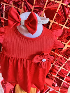 Vestido Flor con cubrepañal y vincha - comprar online