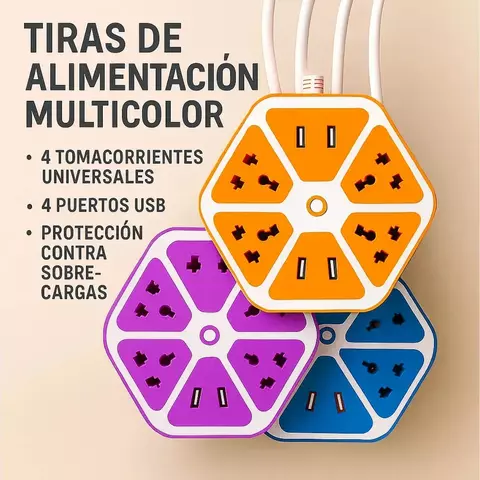 ZAPATILLA ELECTRICA 220V Y USB HEXAGONAL