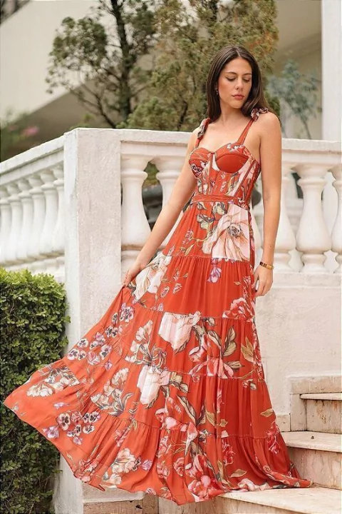 Vestido Melinda Floral Teracota