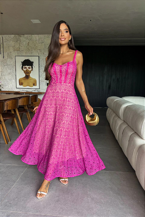Vestido Midi Bela Fuscia