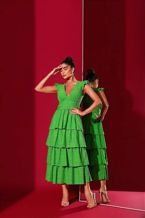 Vestido Longuete Ketlin Verde Folha