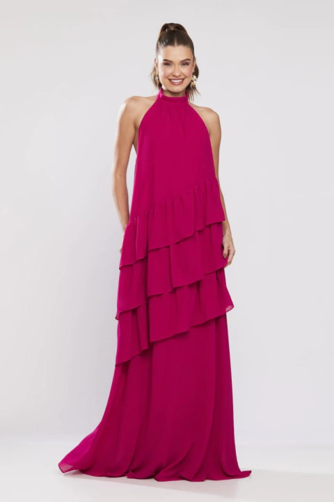 Vestido Decote Halter Pink - Jasmine