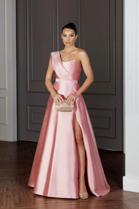 Vestido Longo Rose com Alça Assimétrica - Aline - comprar online