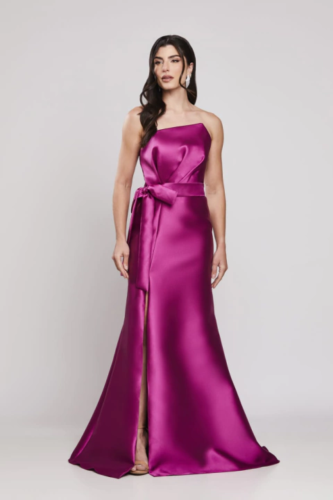 Vestido Longo Tomara que Caia, Sereia com Amarração na Cintura Fúcsia - Melissa - comprar online