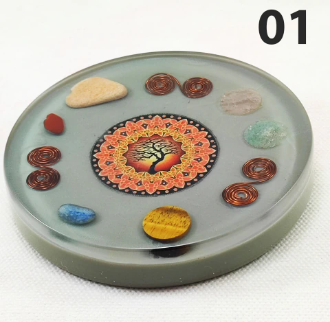 Orgonite Placa Energizadora - Série Mandalas & Cristais