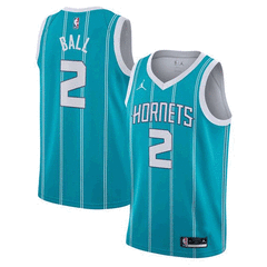 REGATA CHARLOTTE HORNETS AZUL E BRANCA VERSÃO JORDAN 75"