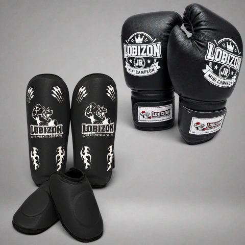 Kit Junior · Guantes + Tibial Rígido con Pie Desmontable