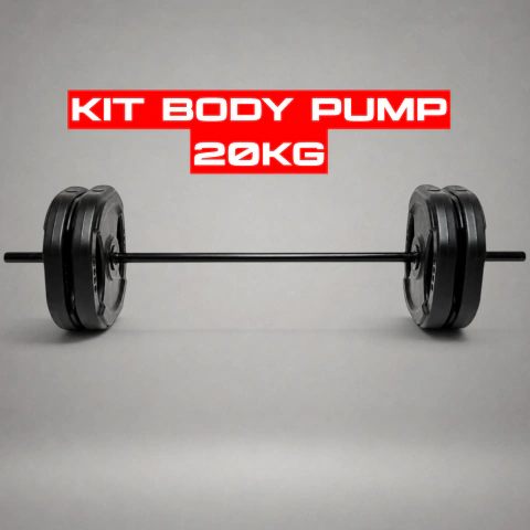 Kit Body Pump 20kg Pvc Negro - Discos con Agarre + Barra 1,20cm + Topes