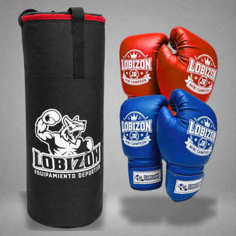 Bolsa de Boxeo 70 cm Rellena + 2 Pares de Guantes Junior
