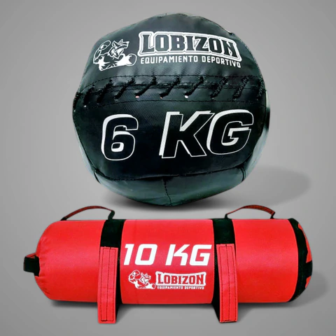 Combo Core Bag 10kg + Medicine Ball Sin Pique 6kg - Lobizon