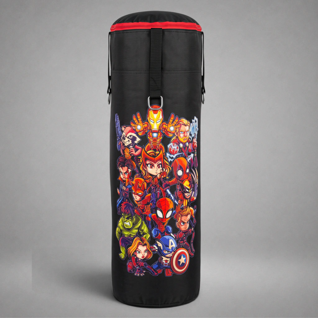 Héroes de Marvel en versión chibi estampados en la bolsa