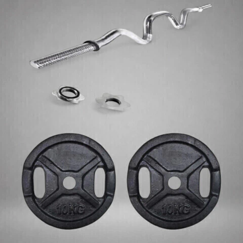 Kit Fundición Barra W Cromada 1,20cm + 20Kg Discos Fundición