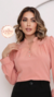 Blusa Feminina com Manga Longa e Recortes Delicados