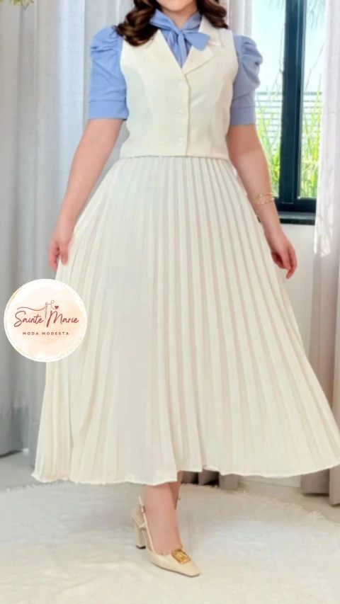 Conjunto Modesto: Colete + Saia Plissada - comprar online