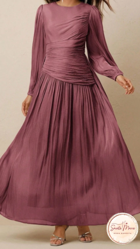 Vestido Longo Plissado Brilhante na internet