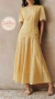 Vestido “Doçura da Temperança” — Longo Amarelo com Laço Contraste - Sainte Marie Moda Modesta